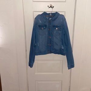 Light jeans jacket with silver and gold buttons